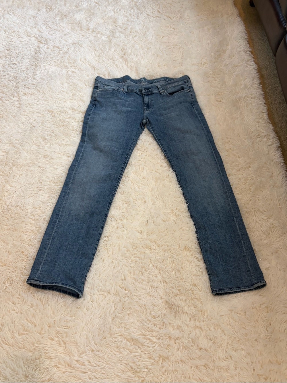 7 For All Mankind Women's Medium Blue Straight-Leg Jeans